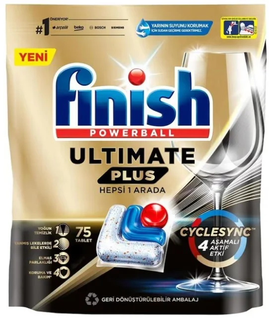FINISH BULAŞIK MAKİNESİ DETERJANI TABLET POWERBALL ULTIMATE PLUS 75 Lİ