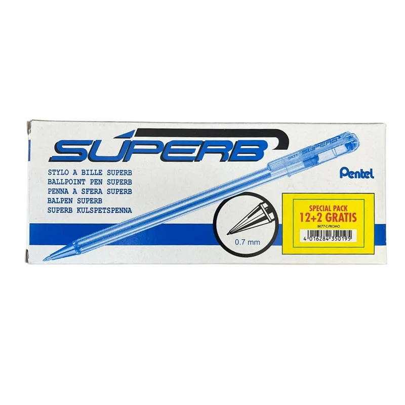 PENTEL 77-C-PROMO 12+2 Lİ KUTU MAVİ YAĞ BAZLI TÜKENMEZ KALEM (Best)