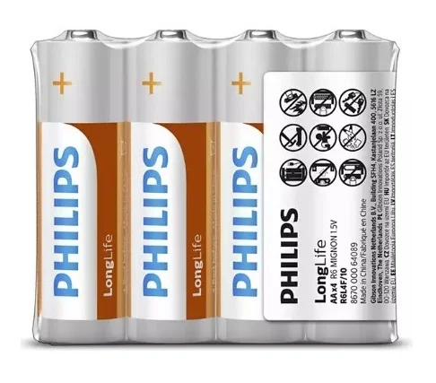 PHILIPS R6L4F/10 LONGLIFE ÇİNKO AA KALEM PİL 4 LÜ (Best)