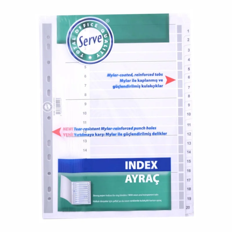SERVE 1-20 KARTON A4 RAKAMLI AYRAÇ 5326 (Best)
