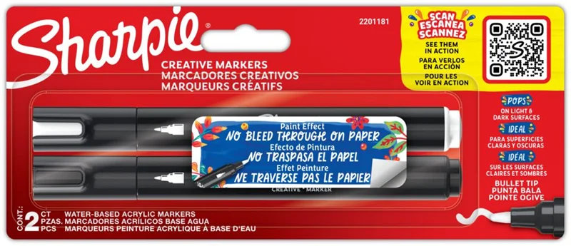 SHARPIE AKRİLİK MARKÖR YUVARLAK UÇ 2 Lİ BLİSTER 2201181 (Best)