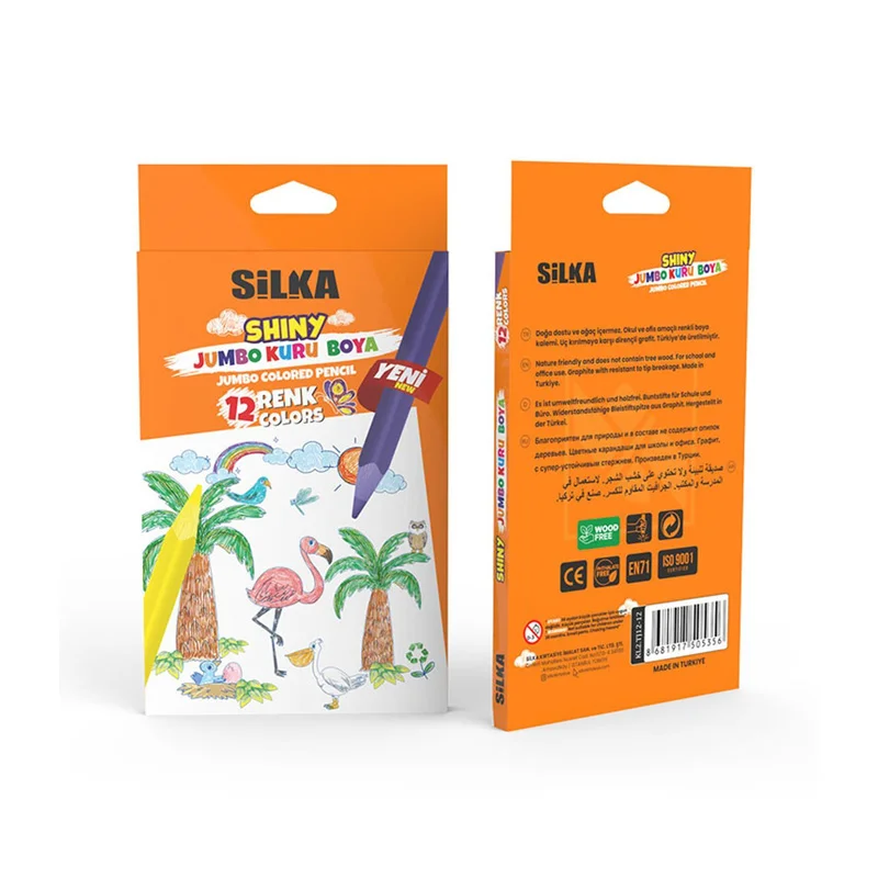 SİLKA 12 RENK JUMBO ÜÇGEN TAM BOY KURU BOYA KL2.TJ12-12 (Best)