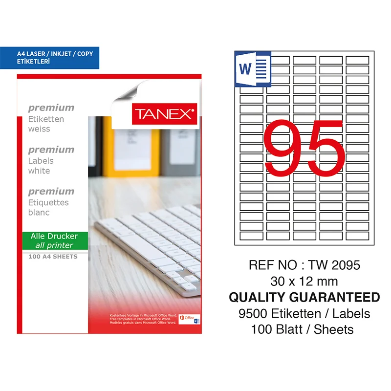 TANEX 30x12 LASER ETİKET TW-2095 (Best)