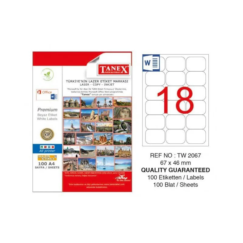 TANEX 67x46 LASER ETİKET TW-2067 (Best)