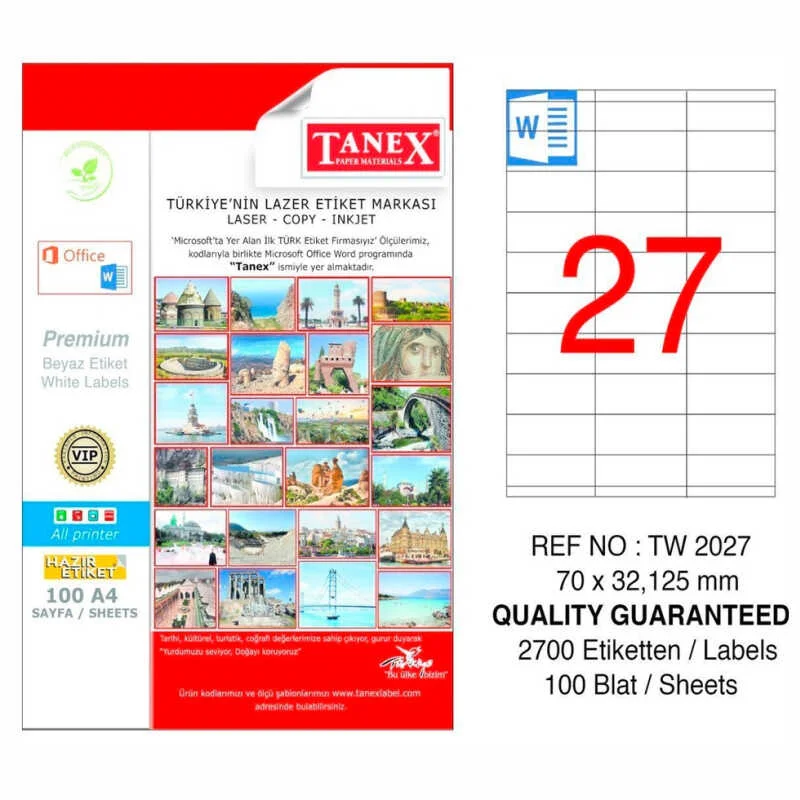 TANEX 70x32,125 LASER ETİKET TW-2027 (Best)