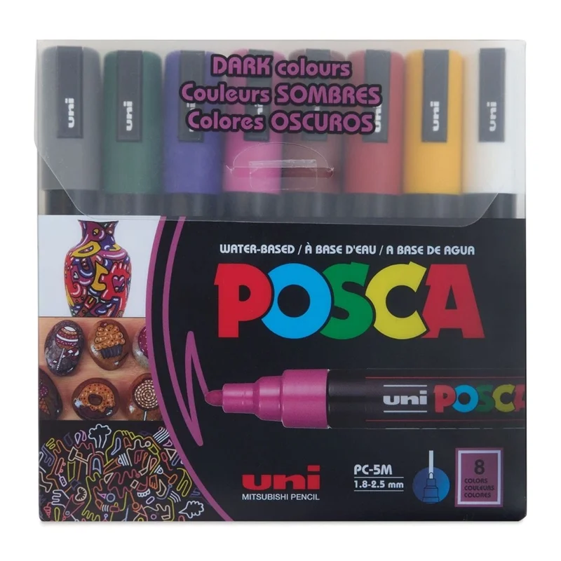 UNİ-BALL PC-5M/8C DC POSCA SU BAZLI MARKER KOYU RENKLER 1.8 (Best)