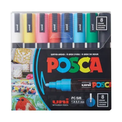 UNİ-BALL PC-5M/8C POSCA SU BAZLI MARKER ANA RENKLER 1.8 (Best)