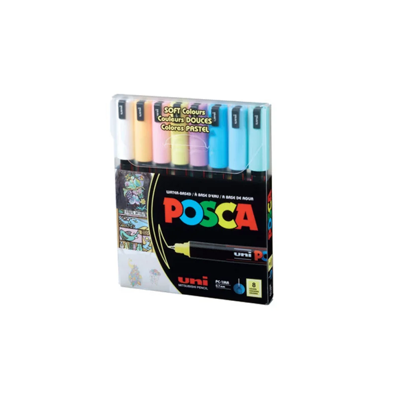 UNİ-BALL POSCA PC-1M/8C SC SET 0.7 SU BAZLI POSTER MARKER ANA RENKLER 8 Lİ (Best)