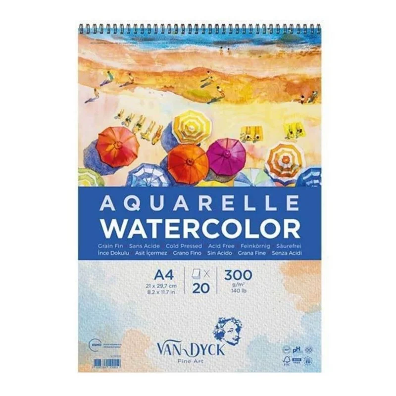 VANDYCK SULUBOYA BLOK A4 300 GR. 20 YP ÜST SPİRALL (Best)