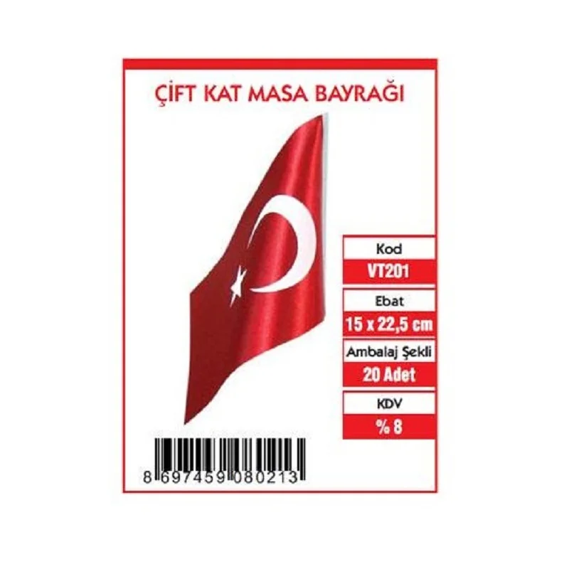 VATAN 15x22,5 ÇİFT KAT MASA BAYRAĞI VT201 (Best)