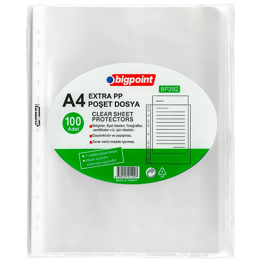 Bigpoint Poşet Dosya Extra 50 Mikron 100'lü Paket