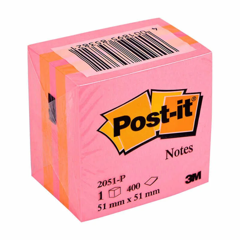 3M 2051-P 52x52 MİNİ KÜP POST-İT PEMBE 400 YP (Best)