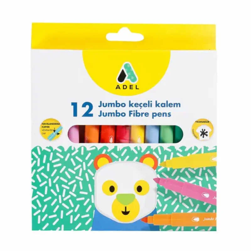 ADEL 12 RENK JUMBO KEÇELİ KALEM 2220000001 (Best)