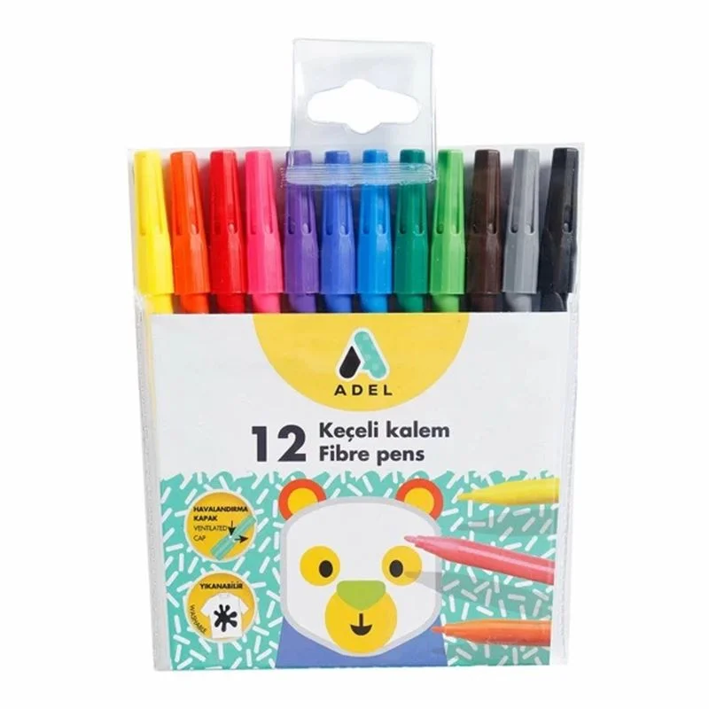 ADEL 12 RENK KEÇELİ KALEM TAKIM 213001 (Best)