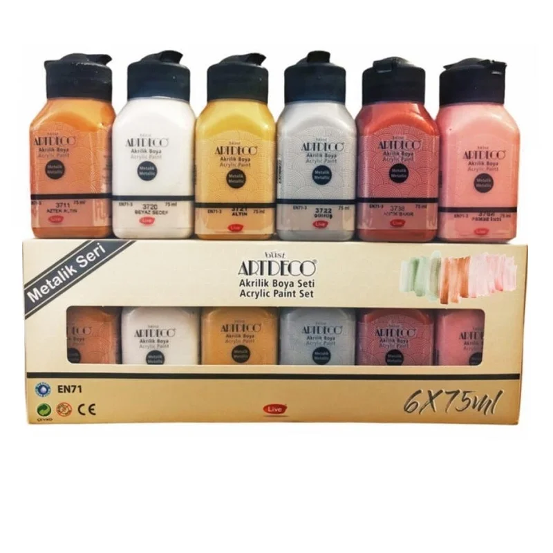 ARTDECO AKRİLİK BOYA 75 ML METALİK RENKLER 6 LI SET (Best)