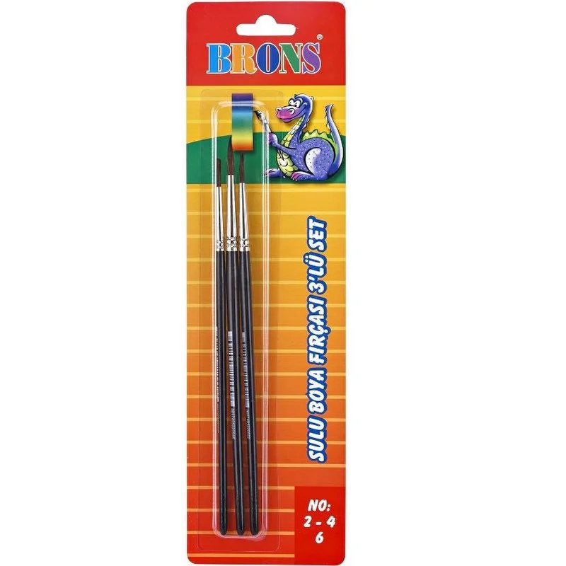 BRONS 145 SERİSİ SULU BOYA FIRÇA SETİ 3 LÜ No.2-4-6 BR-244 (Best)