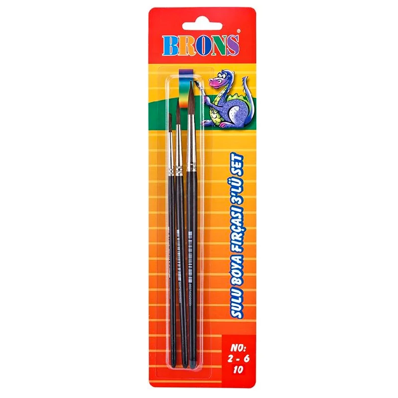 BRONS 145 SERİSİ SULU BOYA FIRÇA SETİ 3 LÜ NO: 2-6-10 BR-672 (Best)