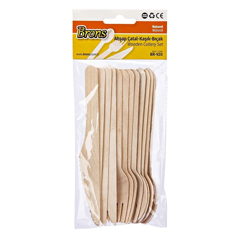 BRONS AHŞAP ÇATAL KAŞIK BIÇAK SETİ NATUREL BR-920 (Best)