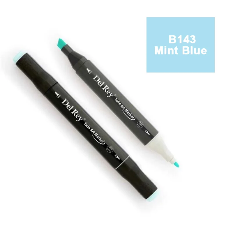DEL REY TWIN MARKER B143 MİNT BLUE ÇİFT UÇLU GRAFİK KALEMİ MN-DR143 (Best)