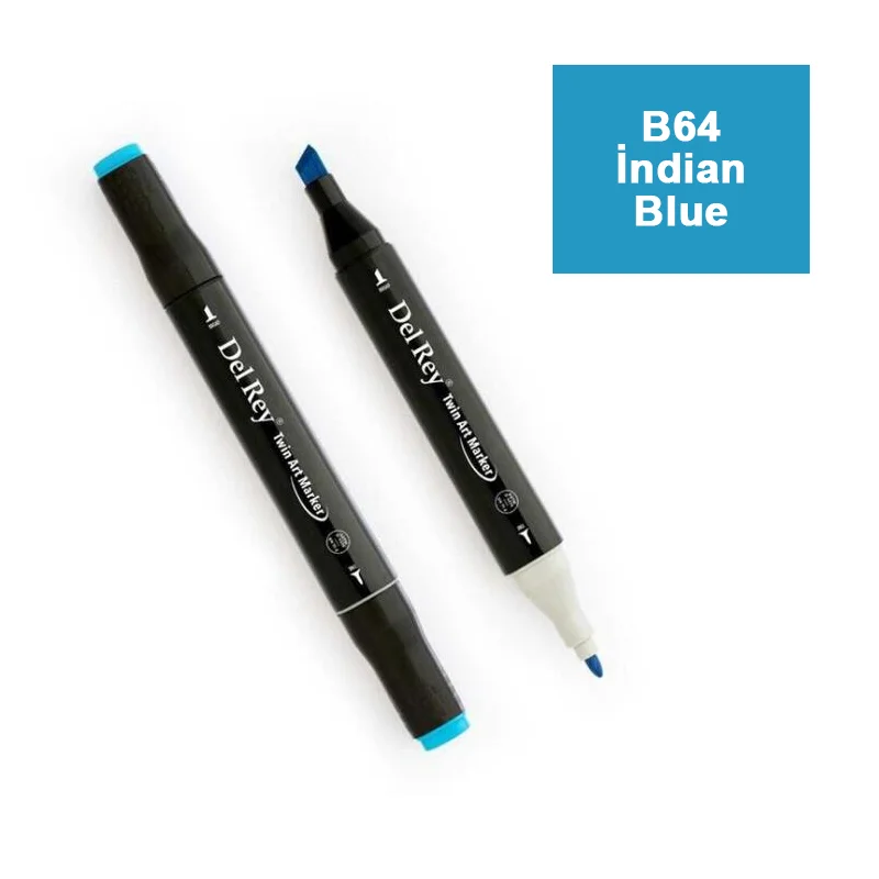 DEL REY TWIN MARKER B64 İNDİAN BLUE ÇİFT UÇLU GRAFİK KALEMİ MN-DR064 (Best)
