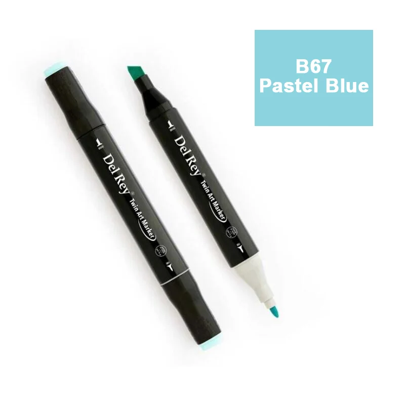 DEL REY TWIN MARKER B67 PASTEL BLUE ÇİFT UÇLU GRAFİK KALEMİ MN-DR067 (Best)