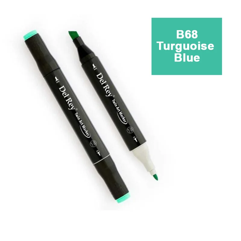 DEL REY TWIN MARKER B68 TURGUOİSE BLUE ÇİFT UÇLU GRAFİK KALEMİ MN-DR068 (Best)