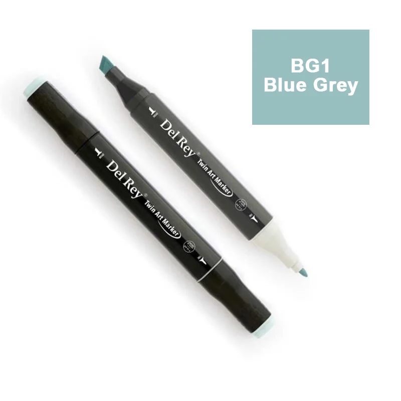 DEL REY TWIN MARKER BG1 BLUE GREY ÇİFT UÇLU GRAFİK KALEMİ MN-DRBG1 (Best)