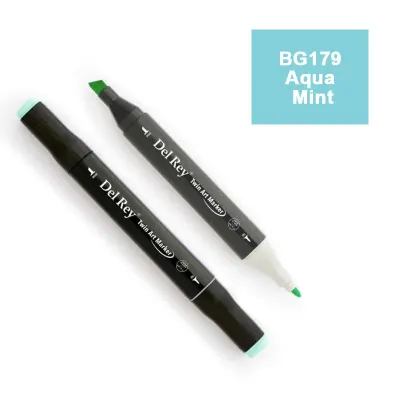 DEL REY TWIN MARKER BG179 AQUA MİNT ÇİFT UÇLU GRAFİK KALEMİ MN-DR179 (Best)