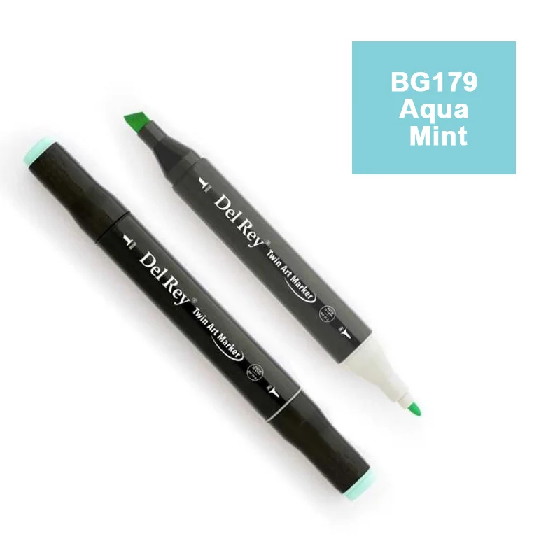DEL REY TWIN MARKER BG179 AQUA MİNT ÇİFT UÇLU GRAFİK KALEMİ MN-DR179 (Best)