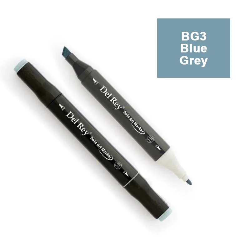 DEL REY TWIN MARKER BG3 BLUE GREY ÇİFT UÇLU GRAFİK KALEMİ MN-DRBG3 (Best)
