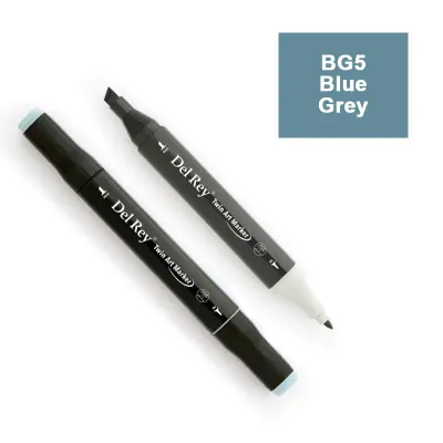 DEL REY TWIN MARKER BG5 BLUE GREY ÇİFT UÇLU GRAFİK KALEMİ MN-DRBG5 (Best)