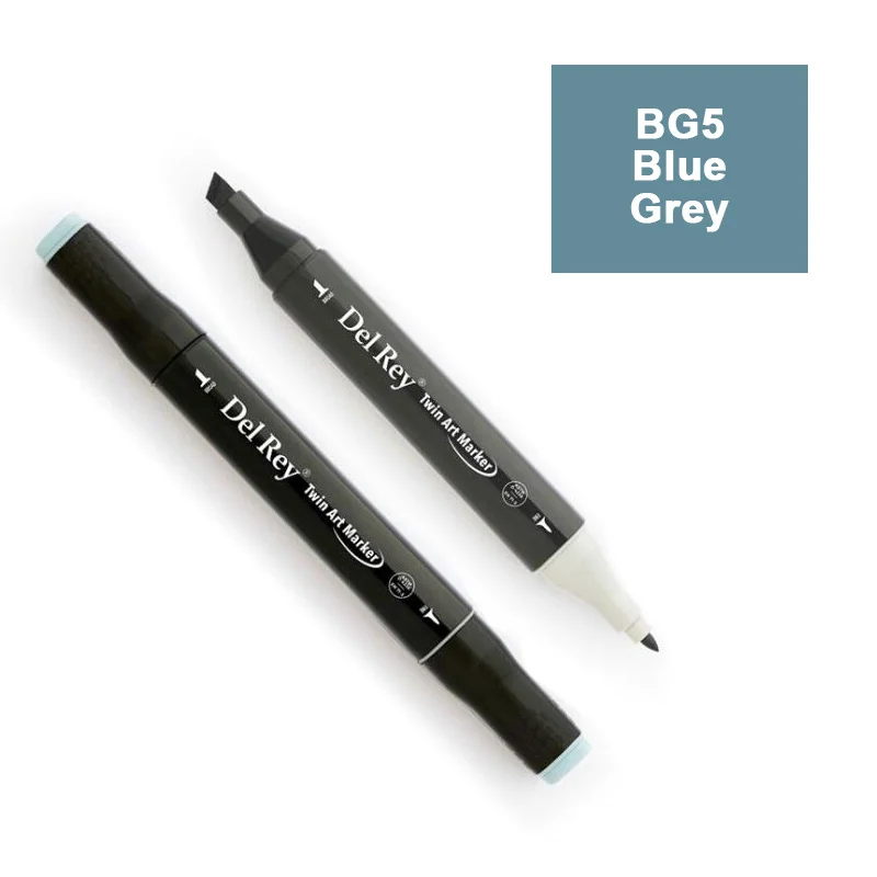 DEL REY TWIN MARKER BG5 BLUE GREY ÇİFT UÇLU GRAFİK KALEMİ MN-DRBG5 (Best)