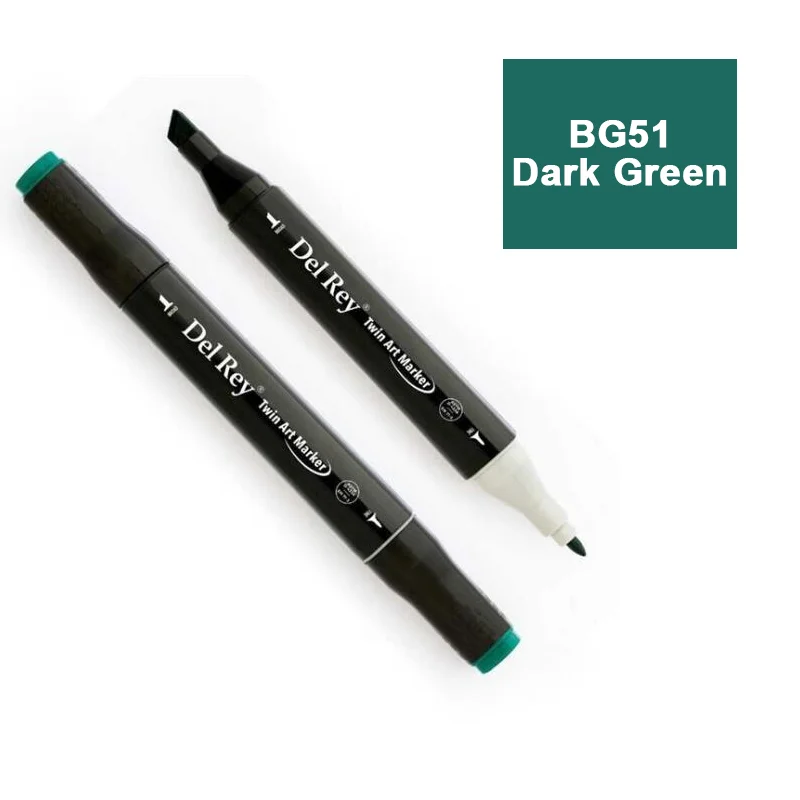DEL REY TWIN MARKER BG51 DARK GREEN ÇİFT UÇLU GRAFİK KALEMİ MN-DR051 (Best)