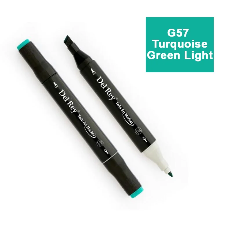 DEL REY TWIN MARKER BG57 TURQUOİSE GREEN LİGHT ÇİFT UÇLU GRAFİK KALEMİ MN-DR057 (Best)