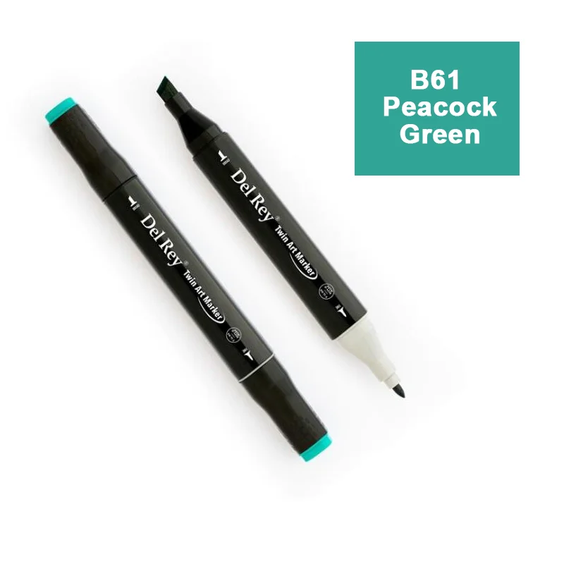 DEL REY TWIN MARKER BG61 PEACOCK GREEN ÇİFT UÇLU GRAFİK KALEMİ MN-DR061 (Best)