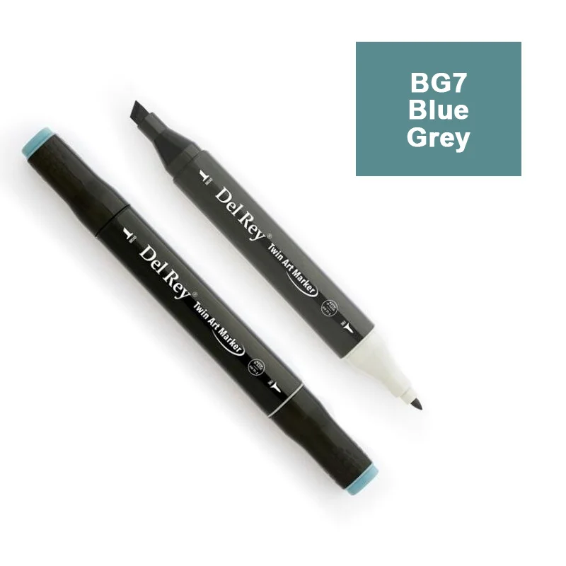 DEL REY TWIN MARKER BG7 BLUE GREY ÇİFT UÇLU GRAFİK KALEMİ MN-DRBG7 (Best)