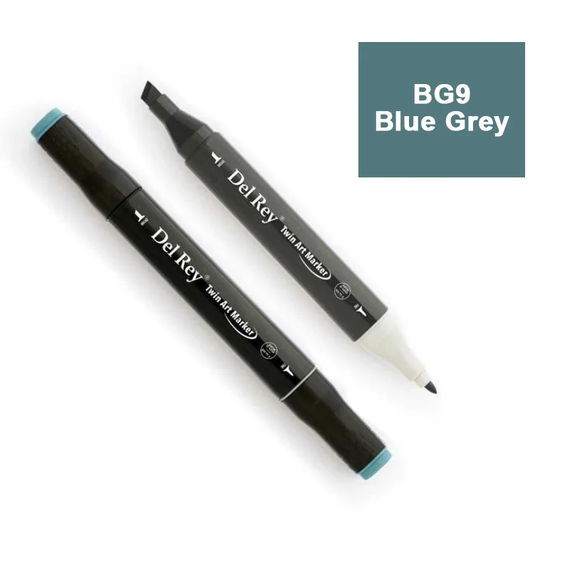 DEL REY TWIN MARKER BG9 BLUE GREY ÇİFT UÇLU GRAFİK KALEMİ MN-DRBG9 (Best)