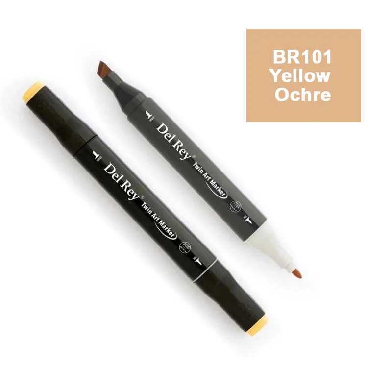 DEL REY TWIN MARKER BR101 YELLOW OCHRE ÇİFT UÇLU GRAFİK KALEMİ MN-DR101 (Best)