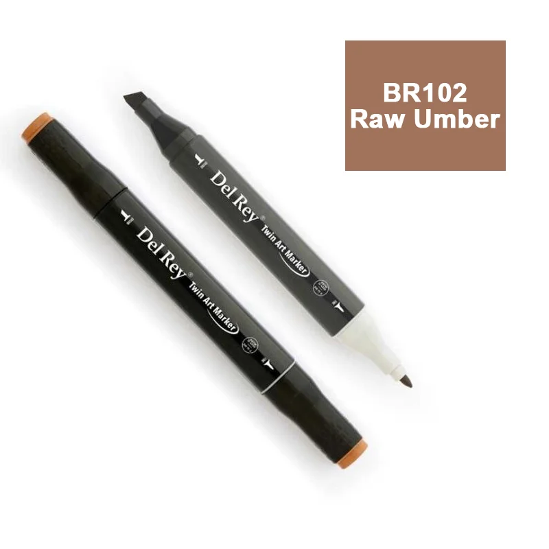 DEL REY TWIN MARKER BR102 RAW UMBER ÇİFT UÇLU GRAFİK KALEMİ MN-DR102 (Best)
