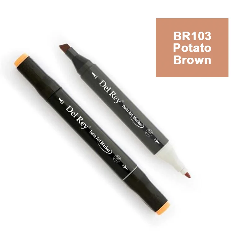 DEL REY TWIN MARKER BR103 POTATO BROWN ÇİFT UÇLU GRAFİK KALEMİ MN-DR103 (Best)