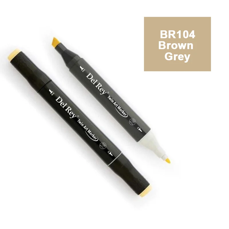 DEL REY TWIN MARKER BR104 BROWN GREY ÇİFT UÇLU GRAFİK KALEMİ MN-DR104 (Best)