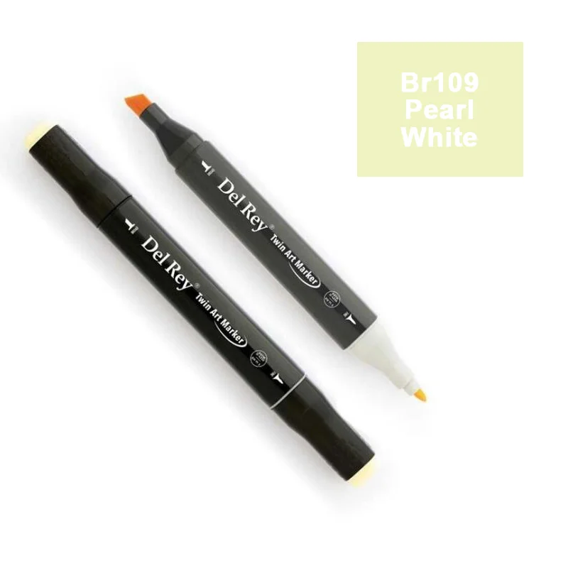DEL REY TWIN MARKER BR109 PEARL WHİTE ÇİFT UÇLU GRAFİK KALEMİ MN-DR109 (Best)