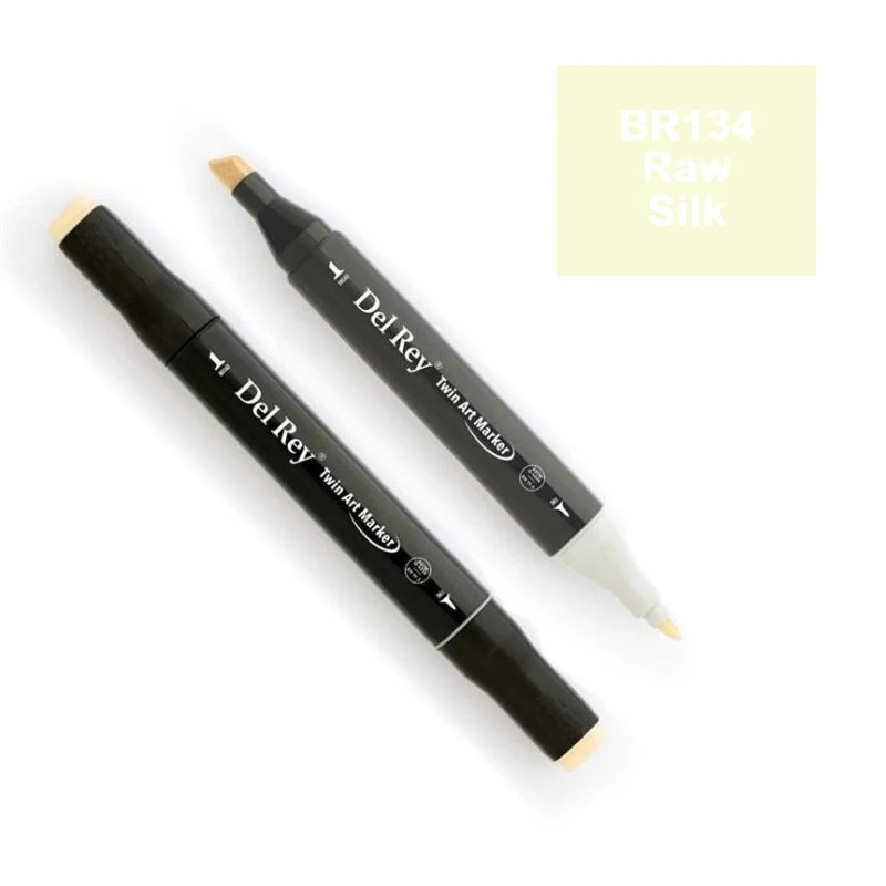 DEL REY TWIN MARKER BR134 RAW SİLK ÇİFT UÇLU GRAFİK KALEMİ MN-DR134 (Best)