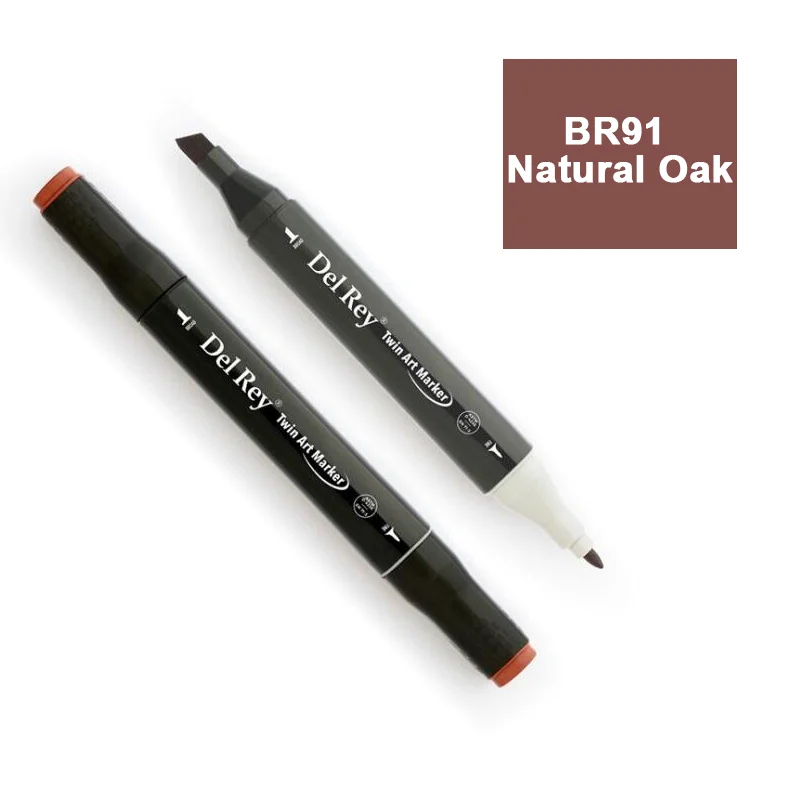 DEL REY TWIN MARKER BR91 NATURAL OAK ÇİFT UÇLU GRAFİK KALEMİ MN-DR091 (Best)