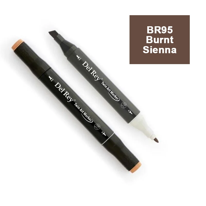 DEL REY TWIN MARKER BR95 BURNT SİENNA ÇİFT UÇLU GRAFİK KALEMİ MN-DR095 (Best)