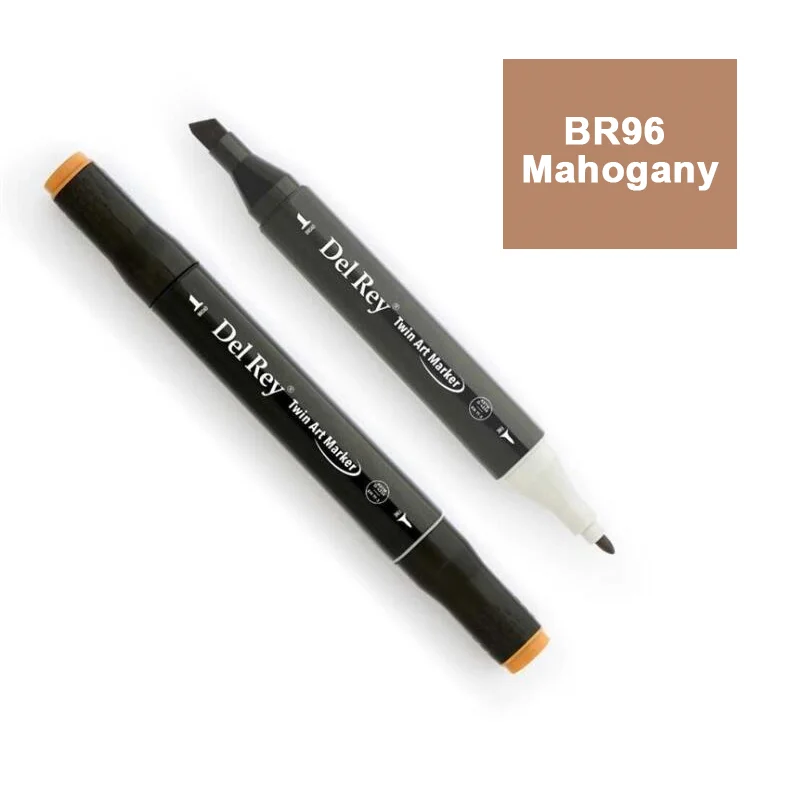DEL REY TWIN MARKER BR96 MAHOGANY ÇİFT UÇLU GRAFİK KALEMİ MN-DR096 (Best)