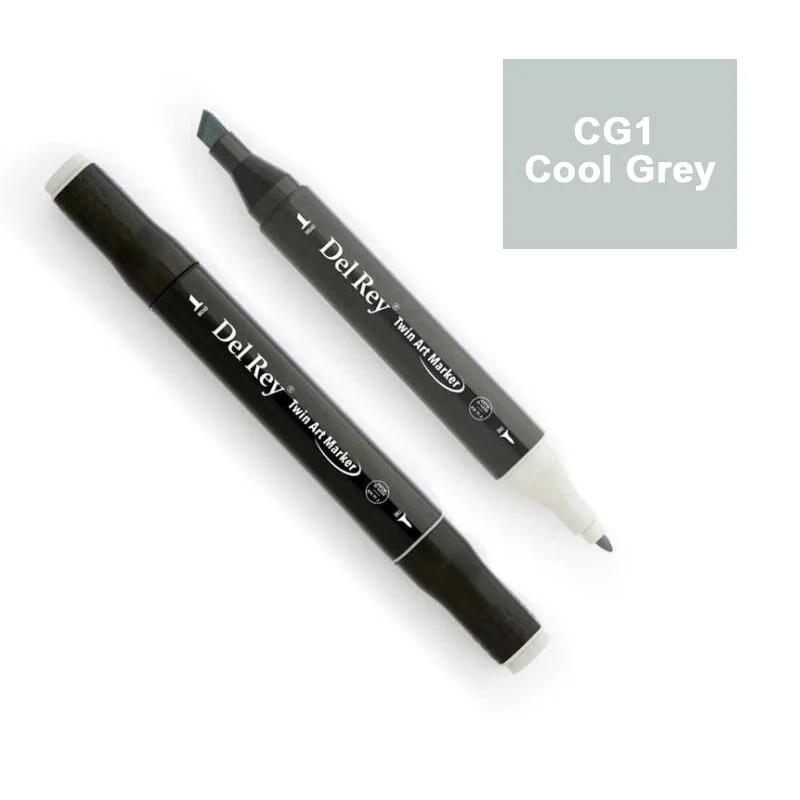 DEL REY TWIN MARKER CG1 COOL GREY ÇİFT UÇLU GRAFİK KALEMİ MN-DRCG1 (Best)