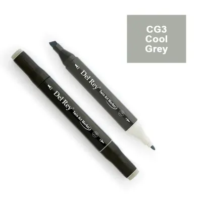 DEL REY TWIN MARKER CG3 COOL GREY ÇİFT UÇLU GRAFİK KALEMİ MN-DRCG3 (Best)