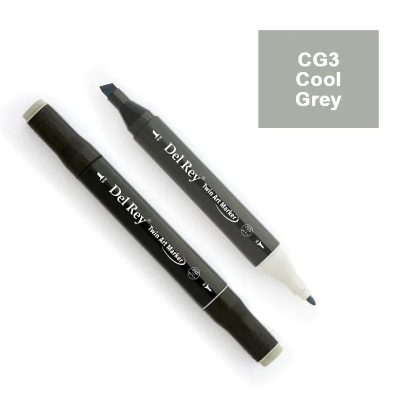 DEL REY TWIN MARKER CG3 COOL GREY ÇİFT UÇLU GRAFİK KALEMİ MN-DRCG3 (Best)