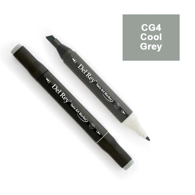 DEL REY TWIN MARKER CG4 COOL GREY ÇİFT UÇLU GRAFİK KALEMİ MN-DRCG4 (Best)